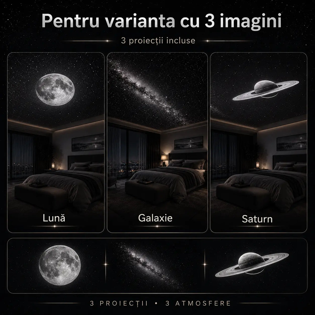 Proiector Ambiental Lunara by SMARTR – cu Imagini Interschimbabile