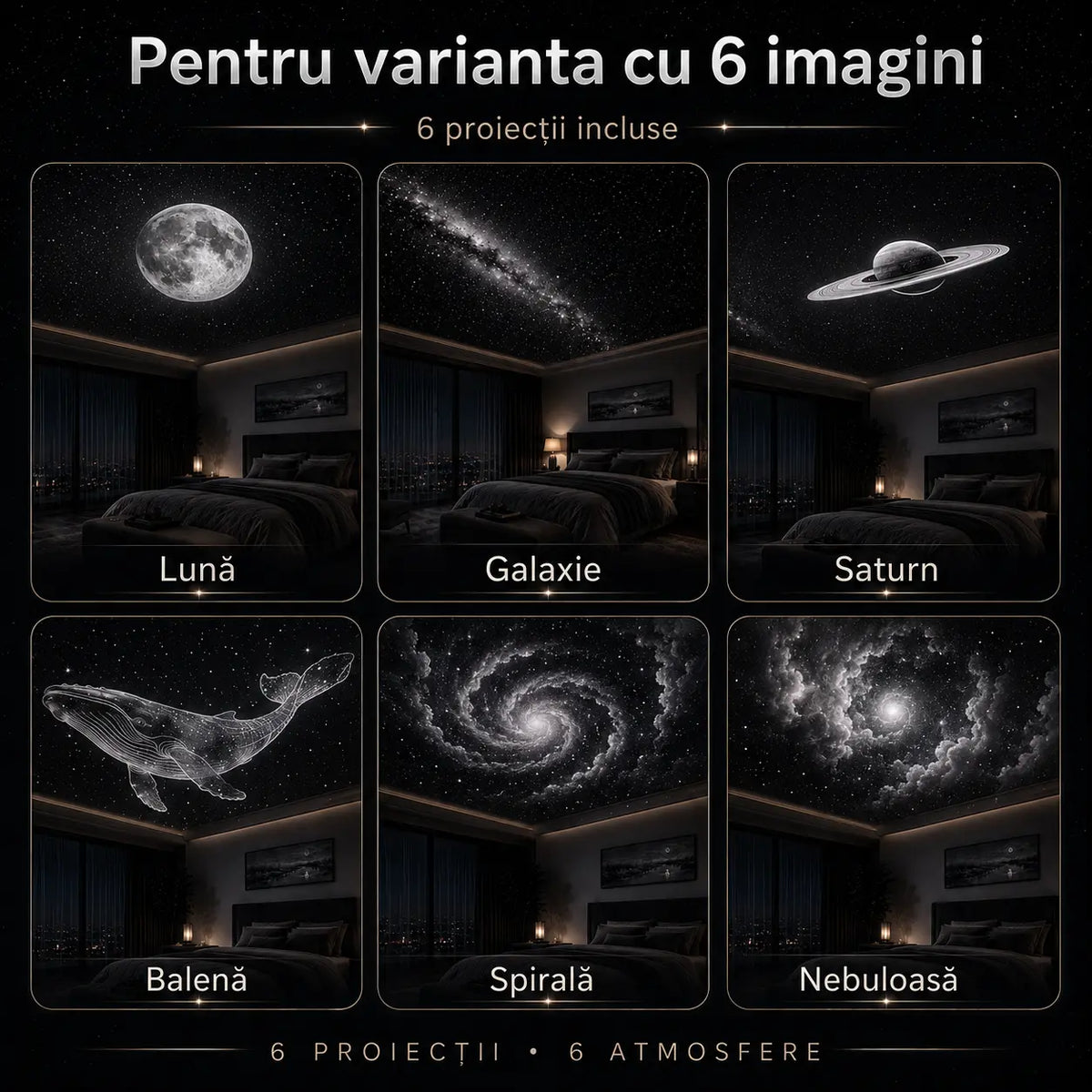 Proiector Ambiental Lunara by SMARTR – cu Imagini Interschimbabile